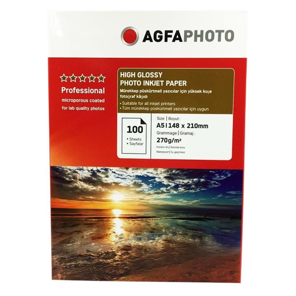 AGFA A5 HİGH GLOSSY 270 GR PHOTO PAPER