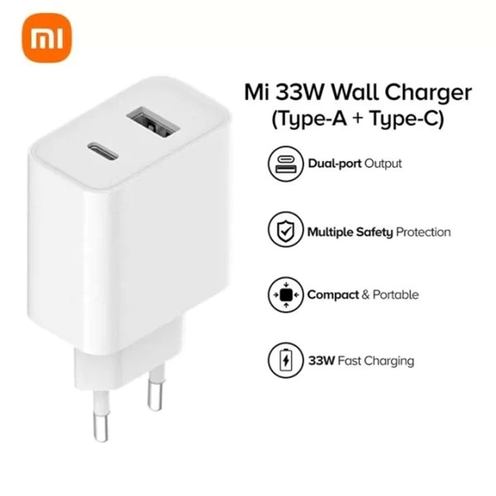 Mİ 33W WALL CHARGER (TYPE-A+TYPE-C) EU