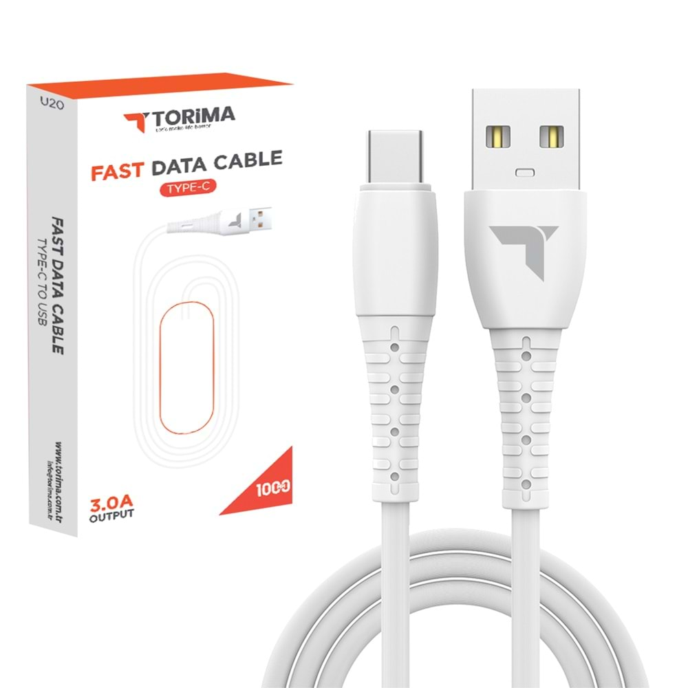 TORİMA U20 TYPE-C CABLE 3.0 WHİTE