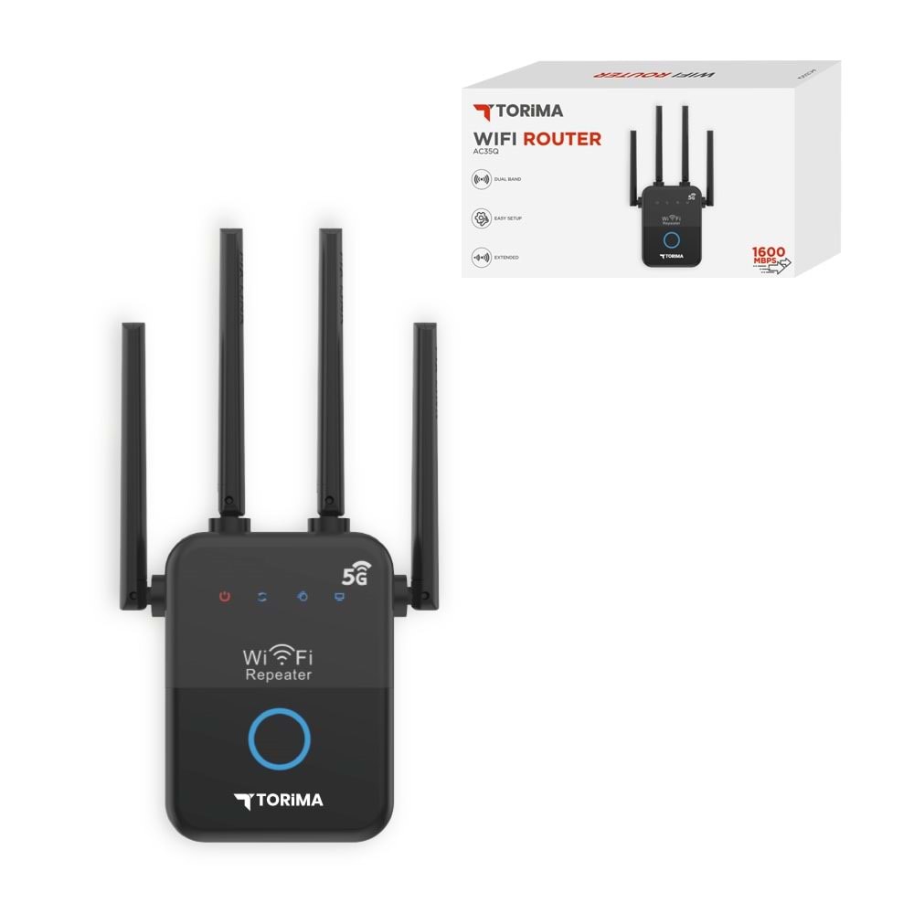 TORİMA AC35Q BLACK WIFI ROUTER