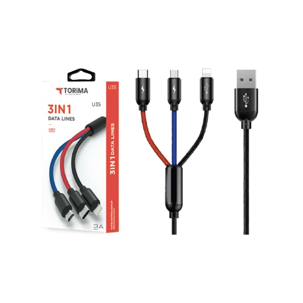 TORİMA 3 IN 1 CABLE 1,2M BLACK U35