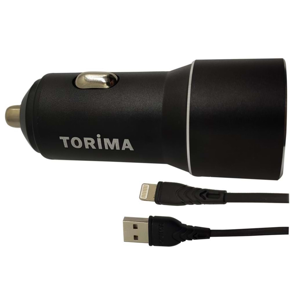 TORİMA CAR CHARGER WİTH İ7 CABLE BLACK C9+U11