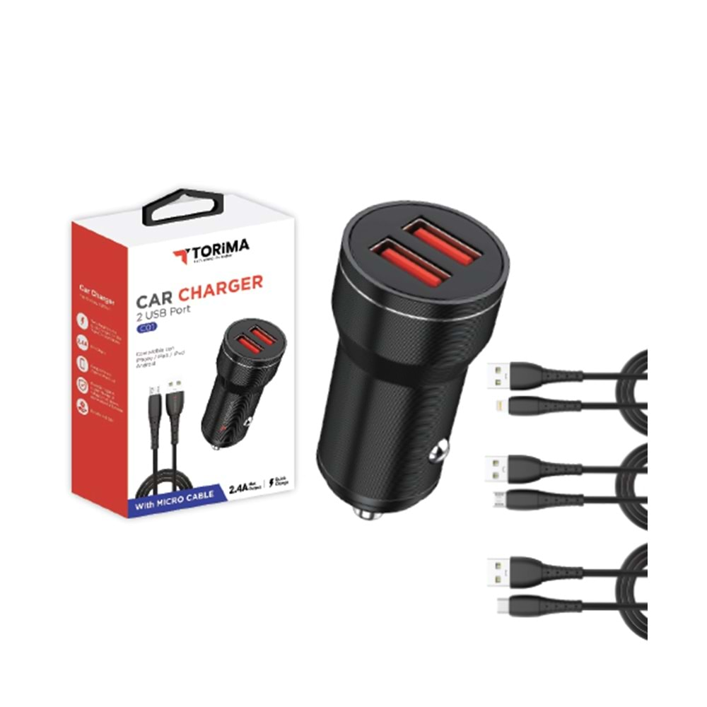 TORİMA C01 CAR CHARGER WİTH TYPE-C CABLE