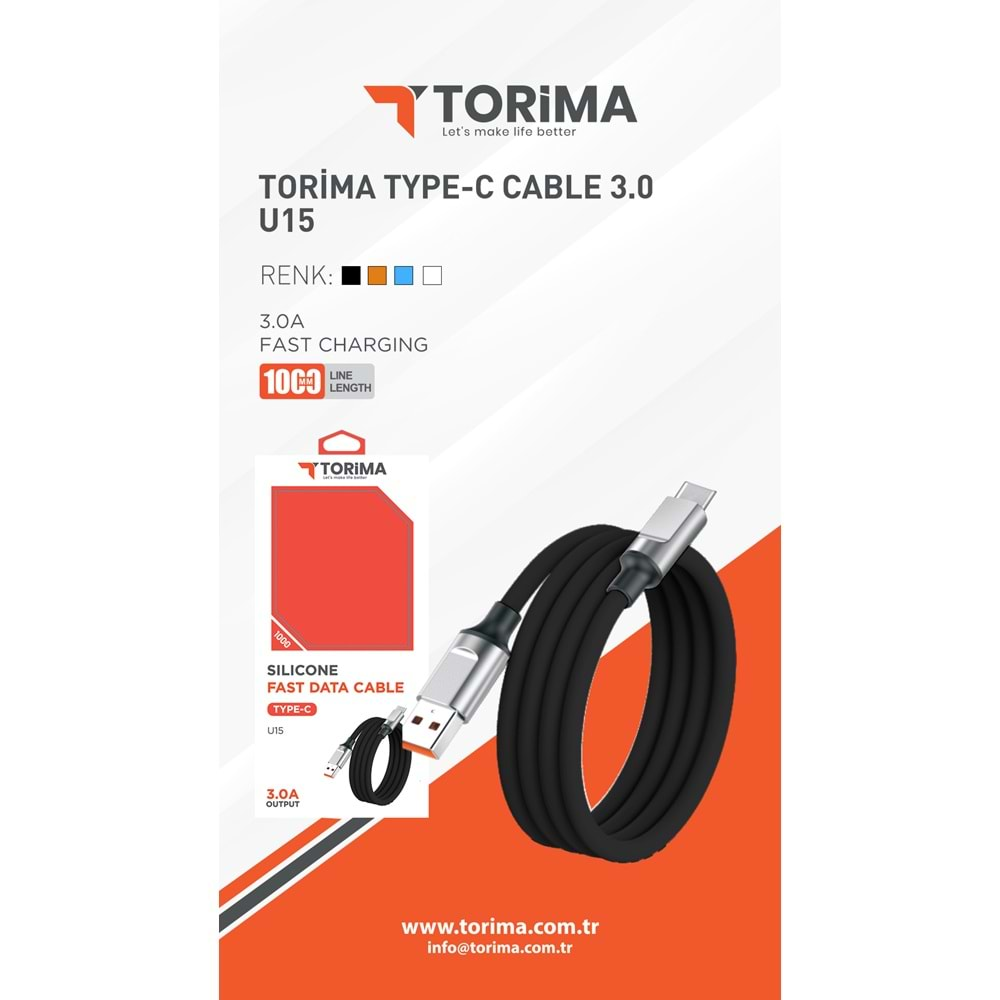 TORİMA TYPE-C CABLE 3.0 U15 BLACK