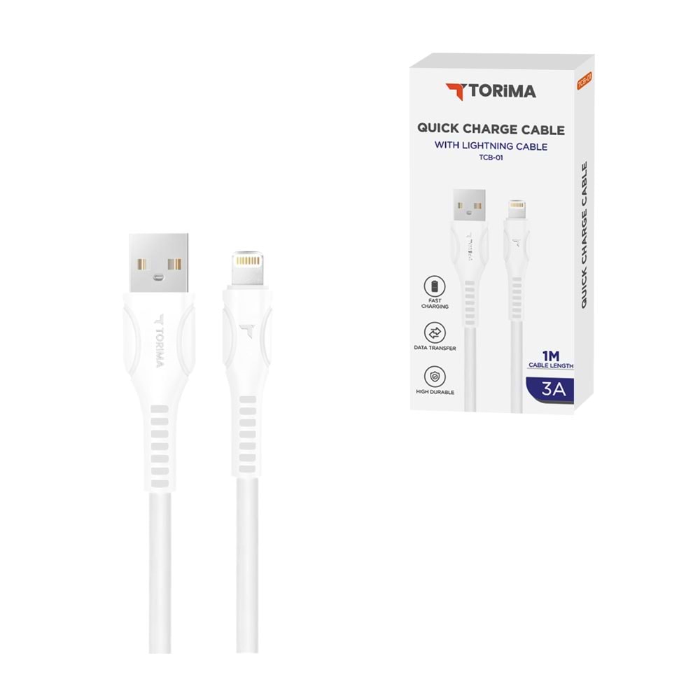 TORİMA TCB-01 WHITE USB TO LIGHTNING TPE 1M CABLE TORİMA TCB-01 WHITE USB TO LIGHTNING TPE 1M CABLE