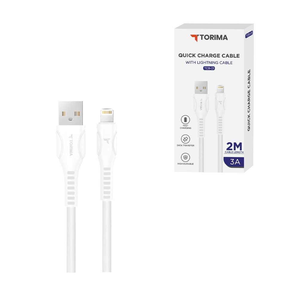 TORİMA TCB-01 WHITE USB TO LIGHTNING TPE 2M CABLE TORİMA TCB-01 WHITE USB TO LIGHTNING TPE 2M CABLE