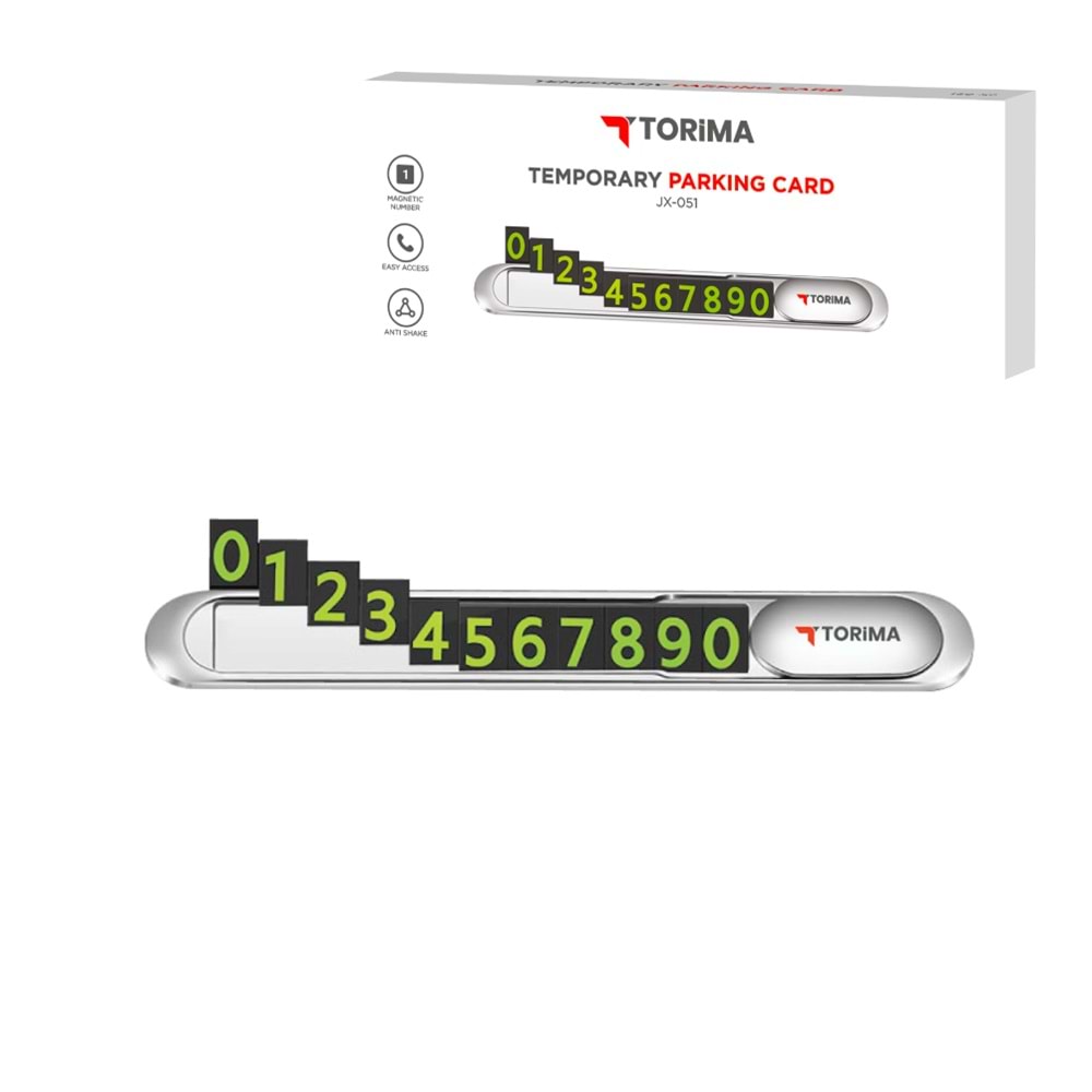 TORİMA JX-051 METAL TEMPORARY PARKING CARD GRAY