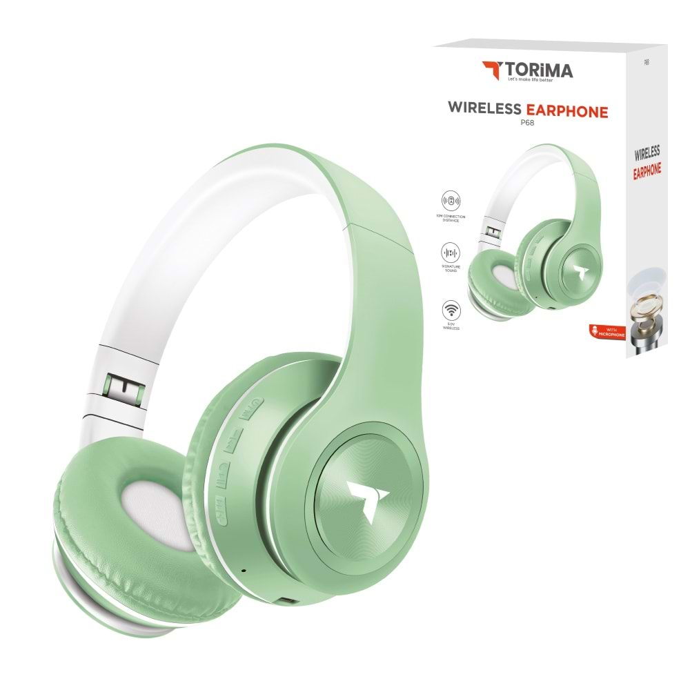 TORİMA WİRELESS HEADPHONES P68 GREEN