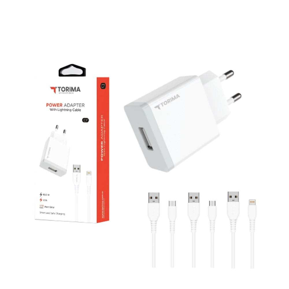 TORİMA C7 2.1A POWER ADAPTER WİTH LİGHTNİNG