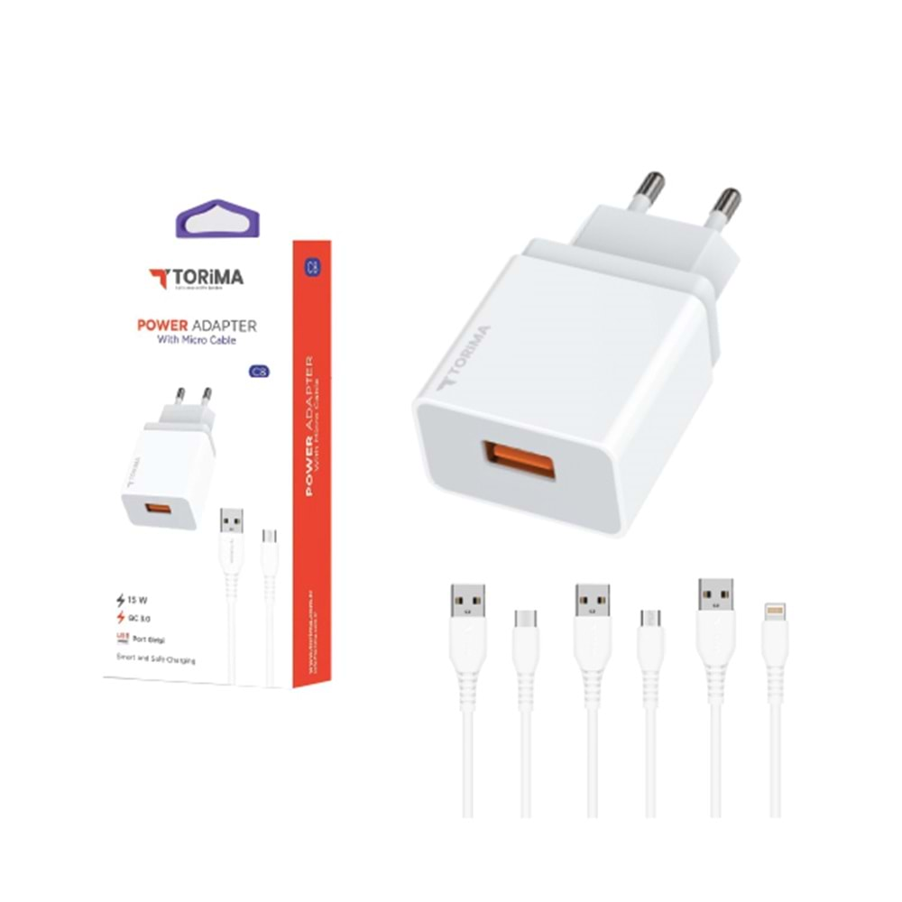 TORİMA C8 POWER ADAPTER WİTH TYPE-C