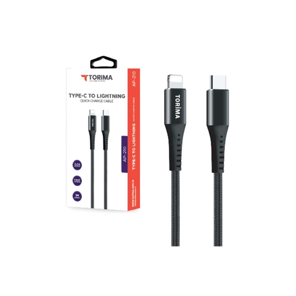 TORİMA AP210 TYPEC TO LIGHTNING CABLE BLACK