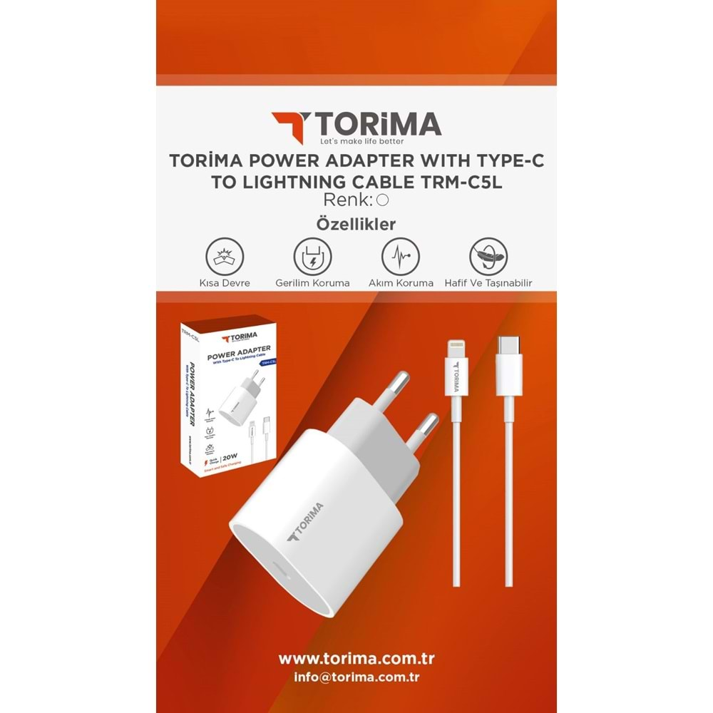 TORİMA TRM-C5L POWER ADAPTER WITH TYPE-C TO LIGHTNING