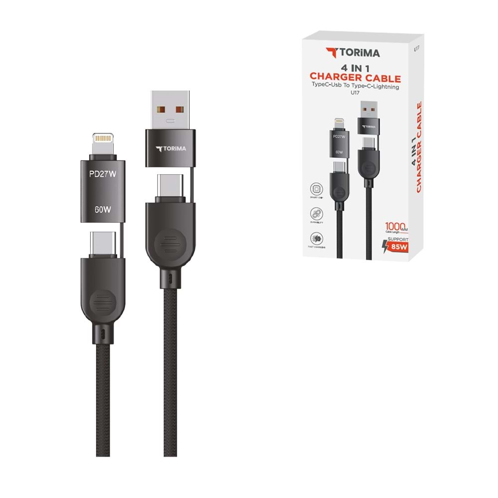 TORİMA U17 BLACK 4 IN 1 CHARGER CABLE TORİMA U17 BLACK 4 IN 1 CHARGER CABLE