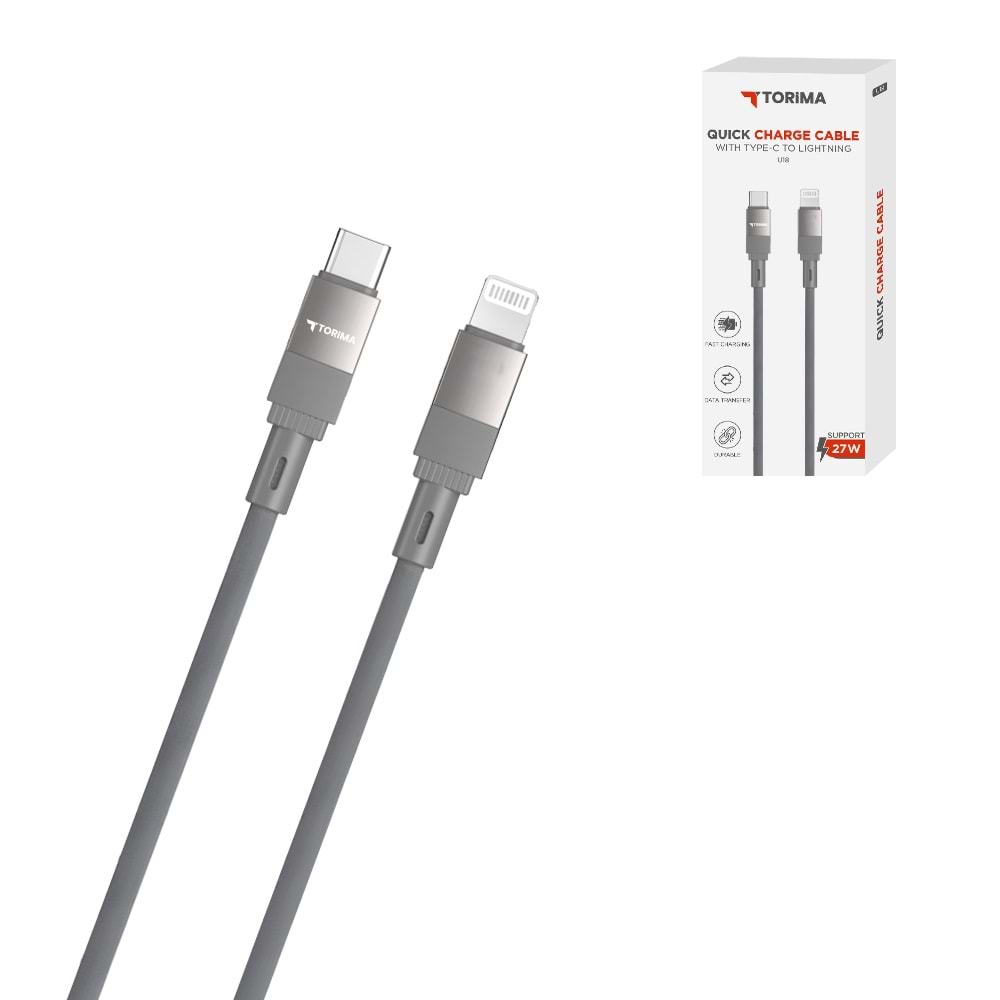 TORİMA U18 GRAY TYPE-C TO LIGHTNING CABLE TORİMA U18 GRAY TYPE-C TO LIGHTNING CABLE