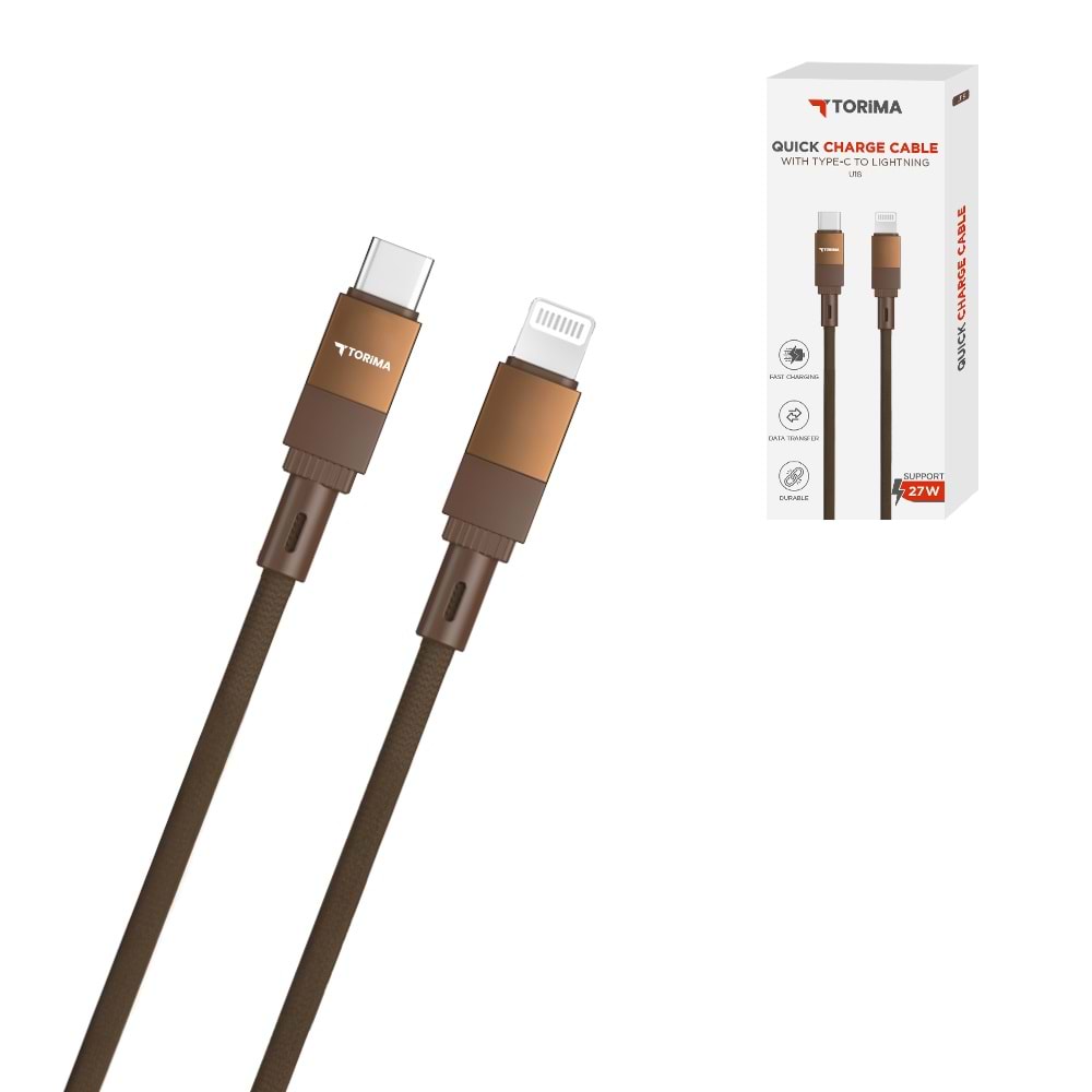 TORİMA U18 BROWN TYPE-C TO LIGHTNING CABLE TORİMA U18 BROWN TYPE-C TO LIGHTNING CABLE