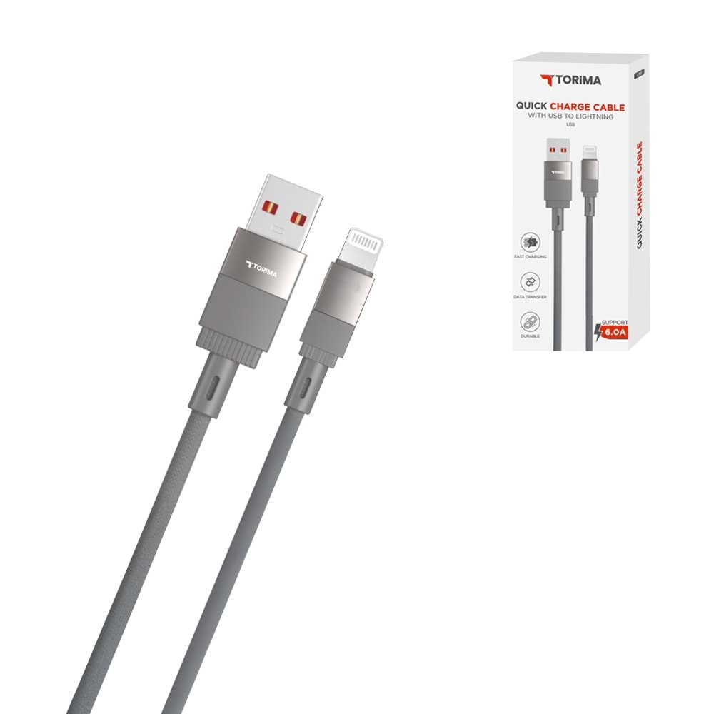 TORİMA U18 GRAY USB TO LIGHTNING CABLE TORİMA U18 GRAY USB TO LIGHTNING CABLE