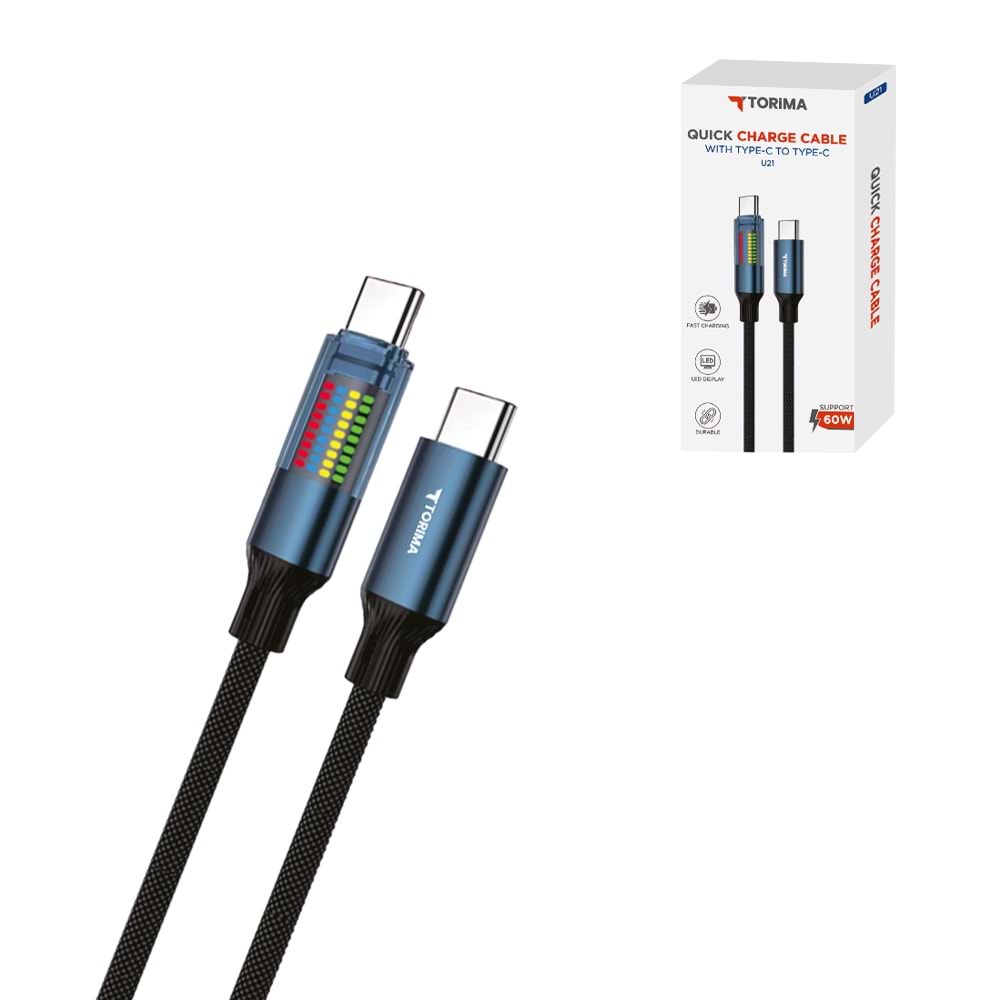 TORİMA U21 BLACK TYPE-C TO TYPE-C CABLE TORİMA U21 BLACK TYPE-C TO TYPE-C CABLE