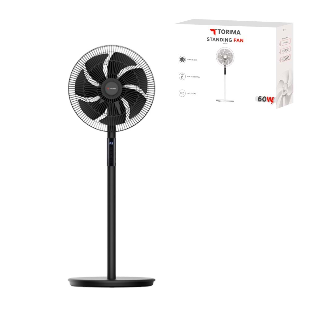 TORİMA SF-02 BLACK STANDING FAN 16”