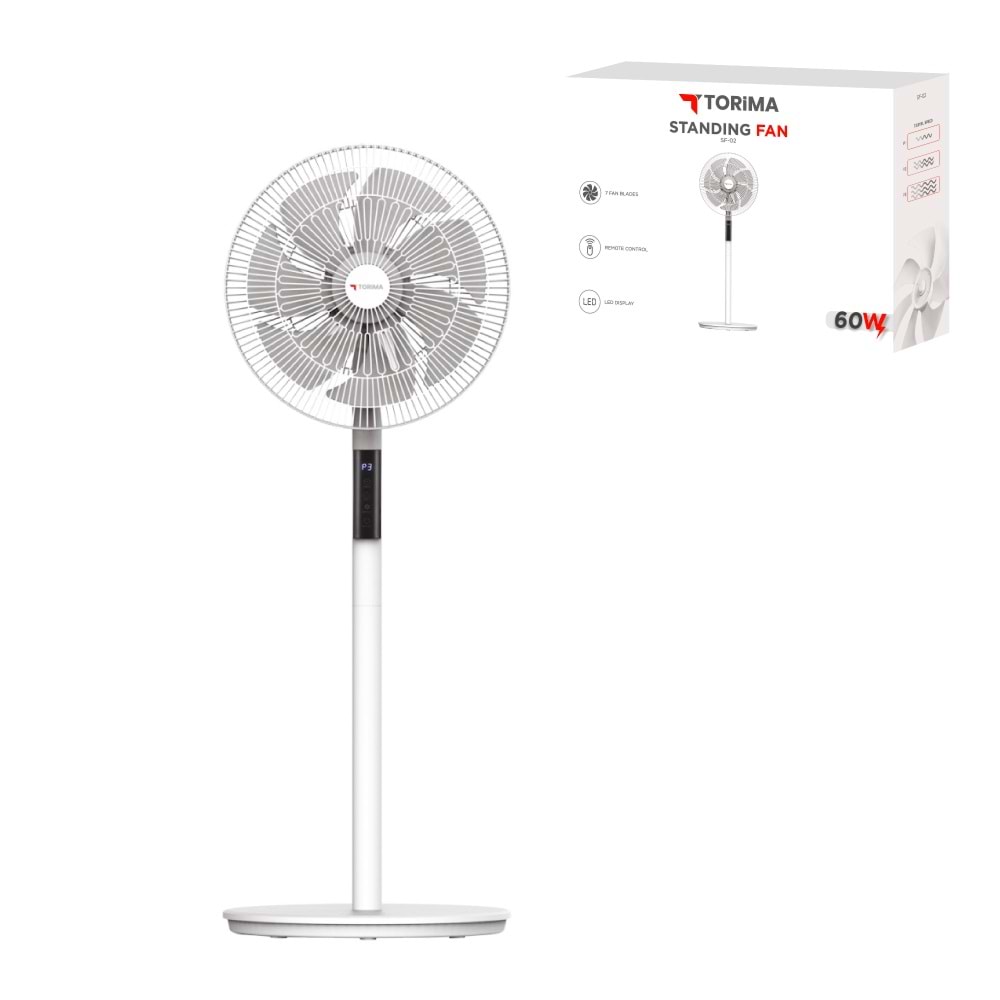 TORİMA SF-02 WHITE STANDING FAN 16”