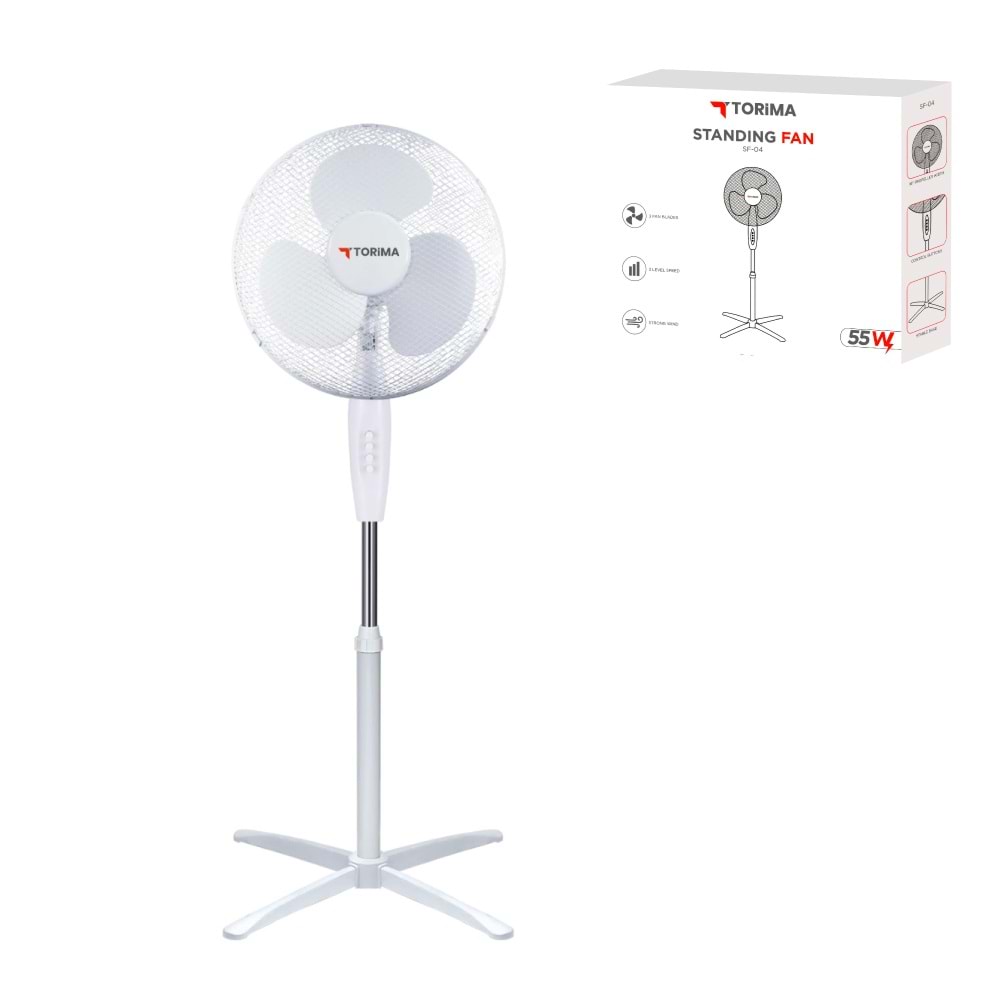 TORİMA SF-04 WHITE STANDING FAN 16”