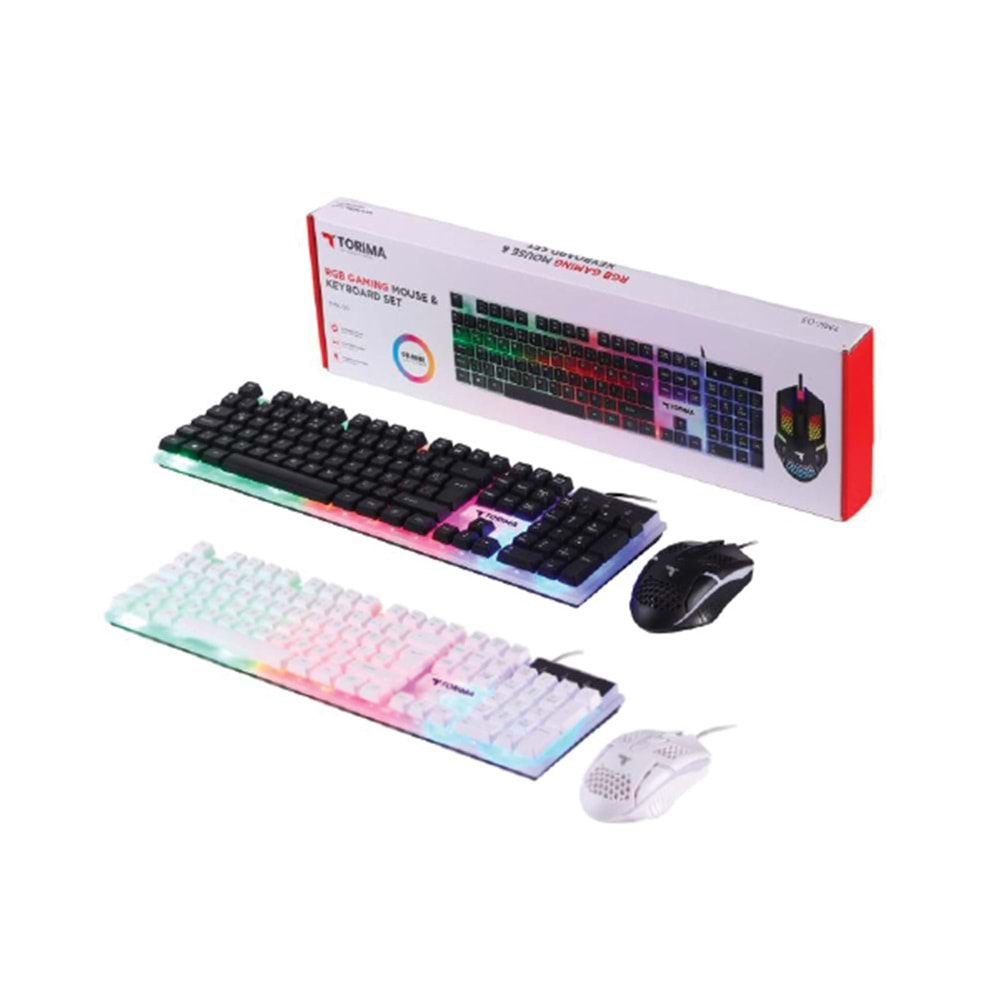 TORİMA WİRED KEYBOARD MOUSE SET RGB TMK-03 WHİTE