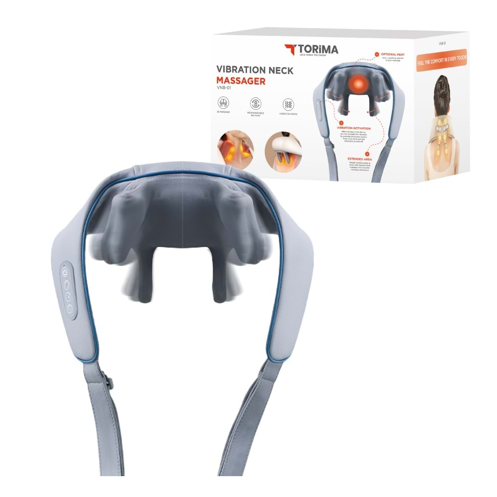 TORİMA VNB-01 VIBRATION NECK MASSAGER DEVICE GRAY
