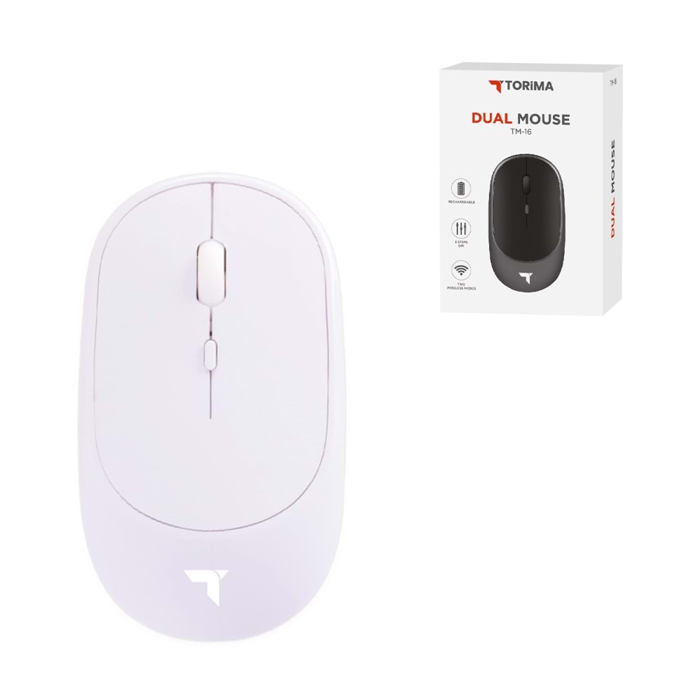 TORİMA TM-16 WHITE WIRELESS SILENT-DUAL MODE MOUSE TORİMA TM-16 WHITE WIRELESS SILENT-DUAL MODE MOUSE