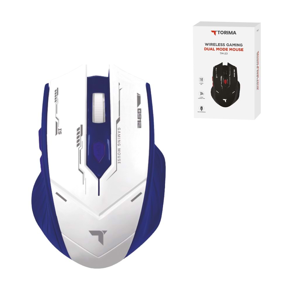 TORİMA TM-20 WHITE+BLUE WIRELESS GAMING DUAL MODE TORİMA TM-20 WHITE+BLUE WIRELESS GAMING DUAL MODE