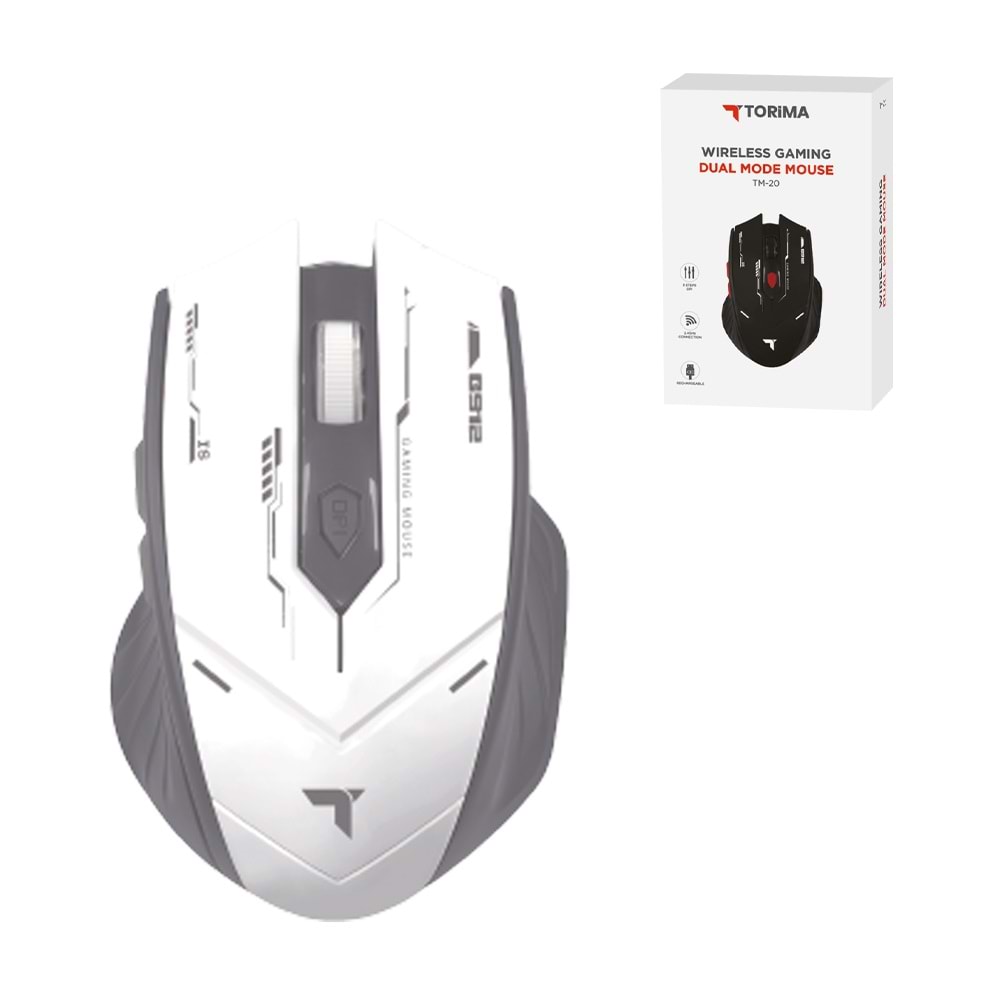 TORİMA TM-20 WHITE+GRAY WIRELESS GAMING DUAL MODE TORİMA TM-20 WHITE+GRAY WIRELESS GAMING DUAL MODE