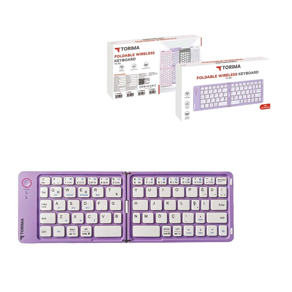 TORİMA TK-08 PURPLE FOLDABLE WIRELESS KEYBOARD