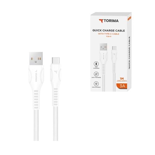 TORİMA TCB-01 WHITE USB TO TYPE-C TPE 1M CABLE TORİMA TCB-01 WHITE USB TO TYPE-C TPE 1M CABLE