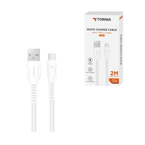 TORİMA TCB-01 WHITE USB TO TYPE-C TPE 2M CABLE TORİMA TCB-01 WHITE USB TO TYPE-C TPE 2M CABLE