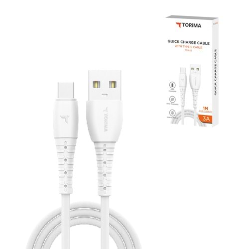 TORİMA TCB-02 WHITE USB TO TYPE-C TPE 1M CABLE TORİMA TCB-02 WHITE USB TO TYPE-C TPE 1M CABLE
