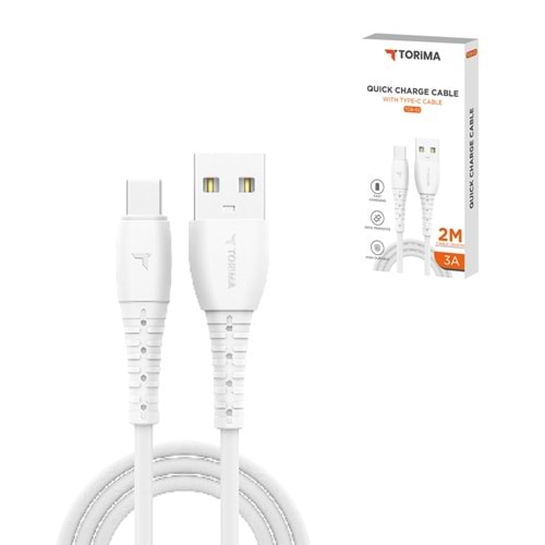 TORİMA TCB-02 WHITE USB TO TYPE-C TPE 2M CABLE TORİMA TCB-02 WHITE USB TO TYPE-C TPE 2M CABLE