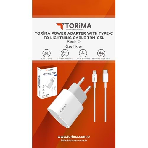 TORİMA TRM-C5L POWER ADAPTER WITH TYPE-C TO LIGHTNING