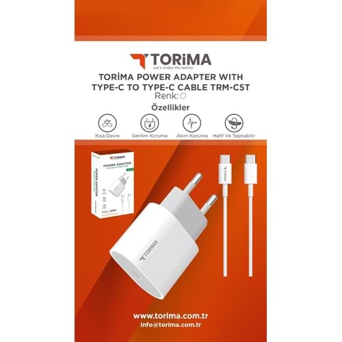 TORİMA TRM-C5T POWER ADAPTER WITH TYPE-C TO TYPE-C