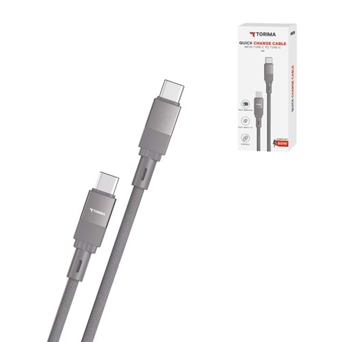 TORİMA U18 GRAY TYPE-C TO TYPE-C CABLE TORİMA U18 GRAY TYPE-C TO TYPE-C CABLE