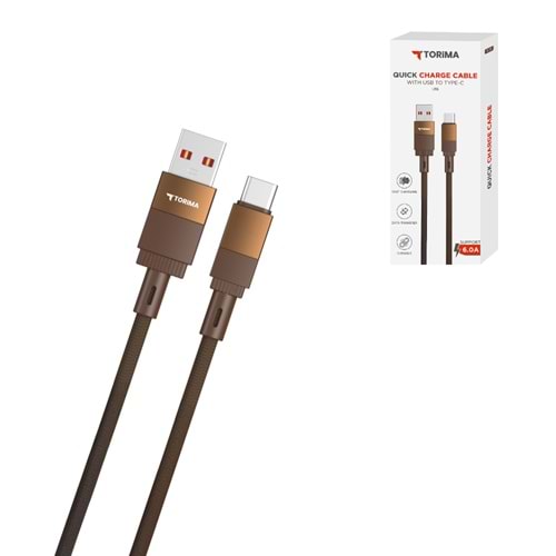 TORİMA U18 BROWN USB TO TYPE-C CABLE