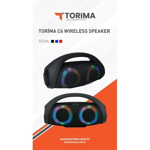 TORİMA BOOMSBOX LED C6 WIRELESS SPEAKER BLACK