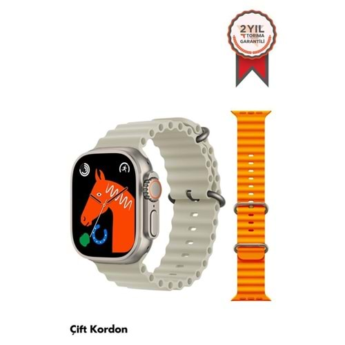 TORİMA SMART WATCH GS ULTRA 8 ORANGE ÇİFT KORDON