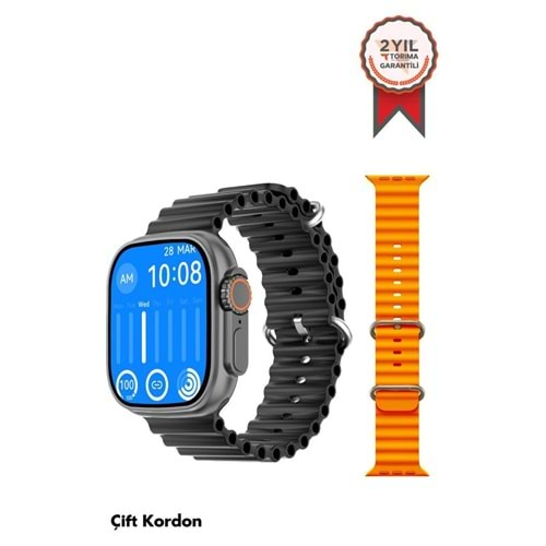 TORİMA SMART WATCH GS ULTRA 8 BLACK ÇİFT KORDON