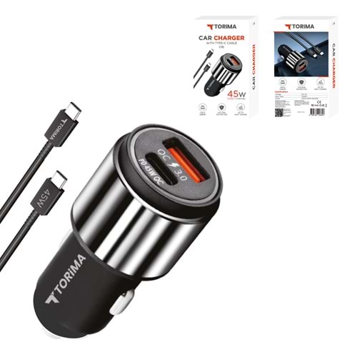 TORIMA C16 SILVER CAR CHARGER TYPE-C TO TYPE-C