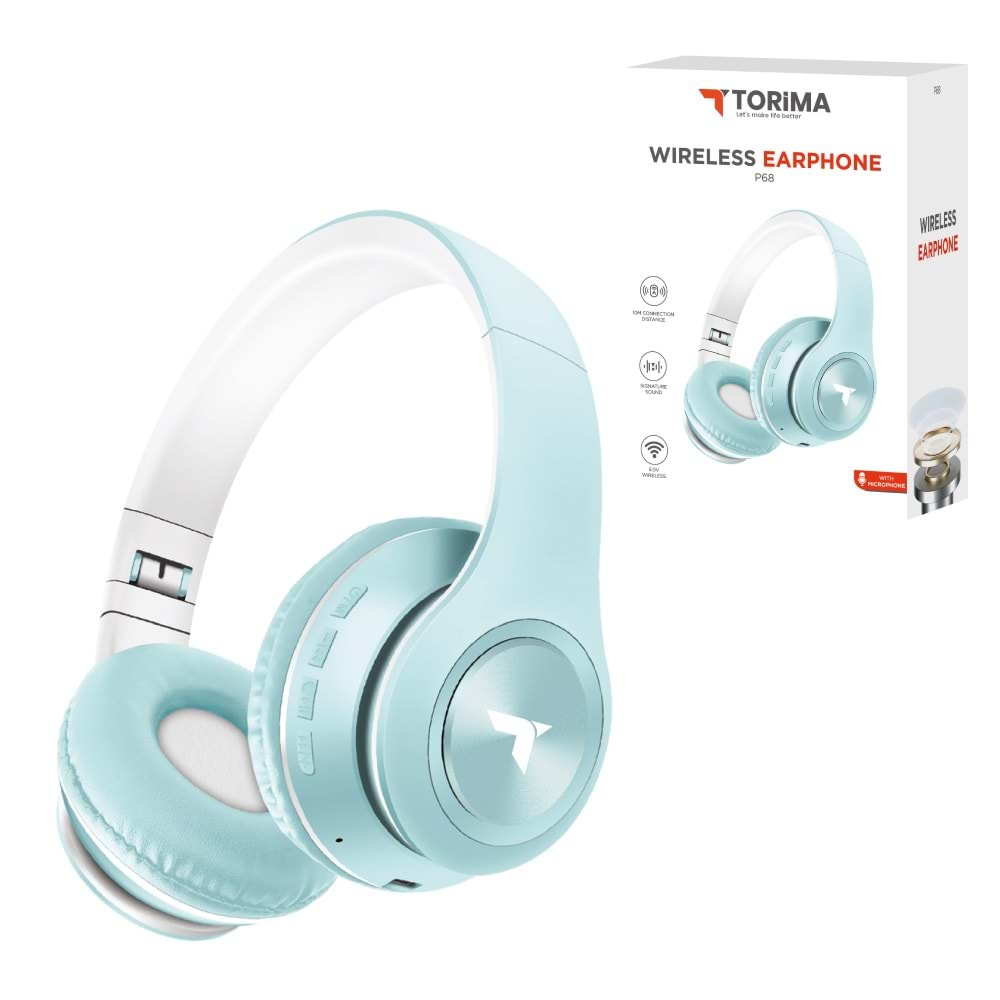 TORİMA WİRELESS HEADPHONES P68 BLUE