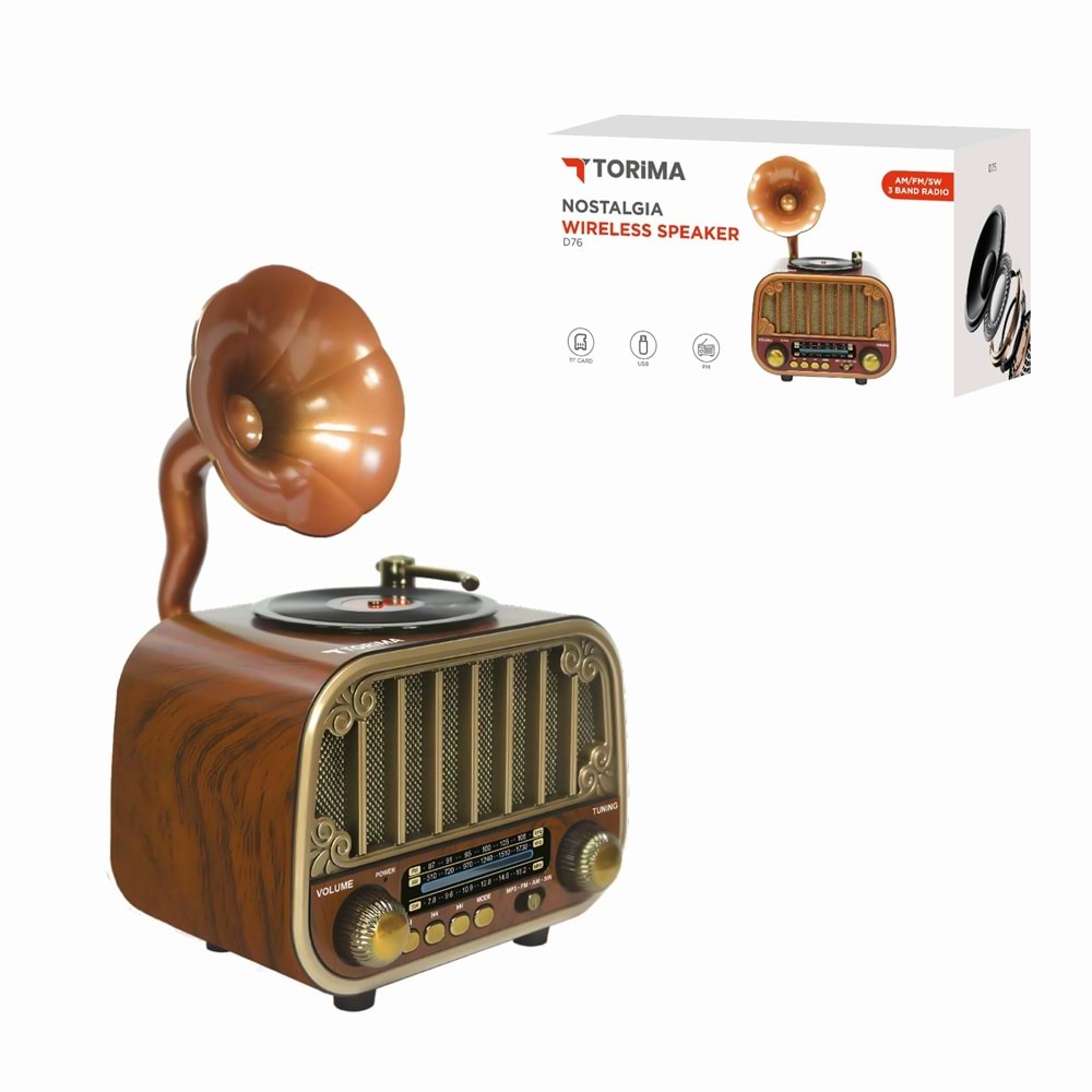 TORİMA D76 DARK WOOD WIRELESS SPEAKER