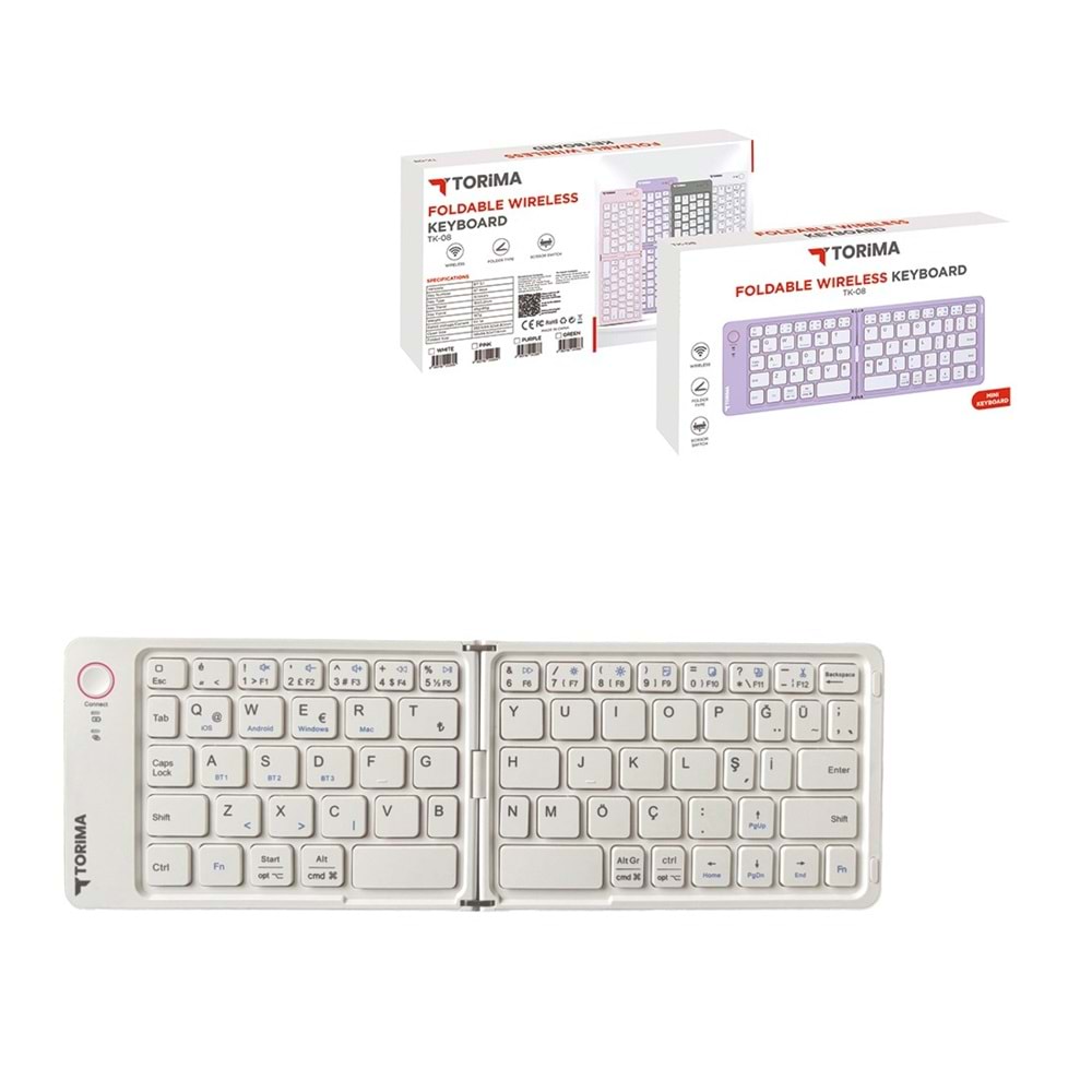TORİMATK-08 WHITE FOLDABLE WIRELESS KEYBOARD TORİMATK-08 WHITE FOLDABLE WIRELESS KEYBOARD